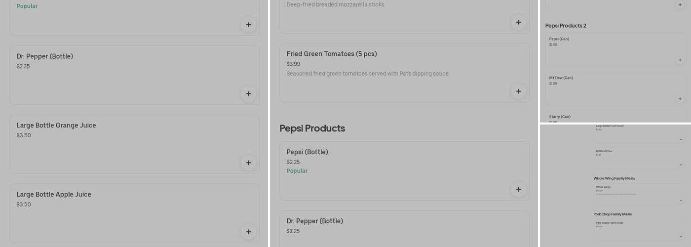 Pat's Grilling Kitchen & Catering Menu