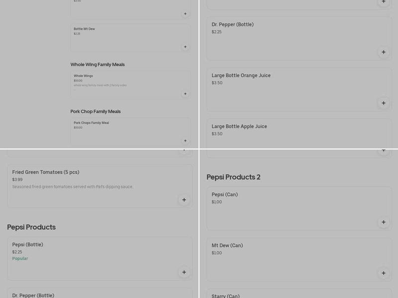 Pat's Grilling Kitchen & Catering Menu