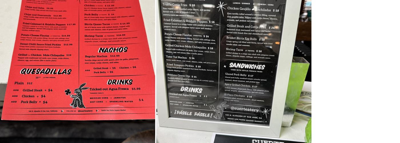 Suerte Eatery Menu