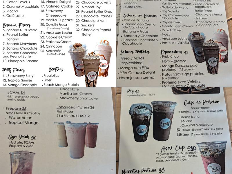 Épale! Nutrition Menu