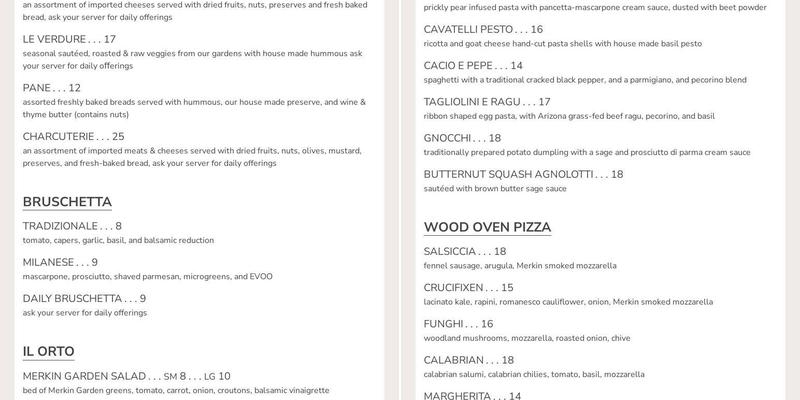 Caduceus Cellars Hilltop Facility Menu