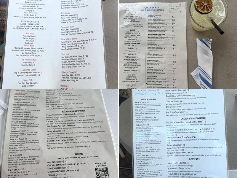 Quince Lakehouse Menu