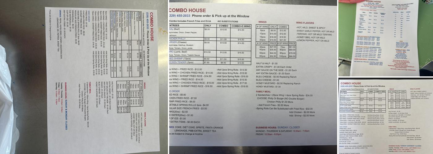 Combo House Menu