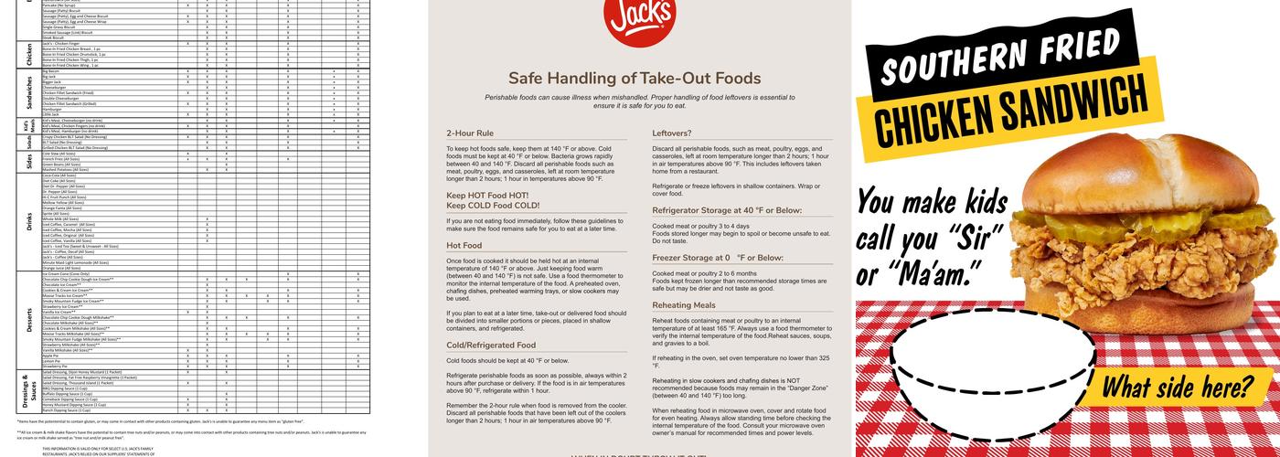 Jack's Menu