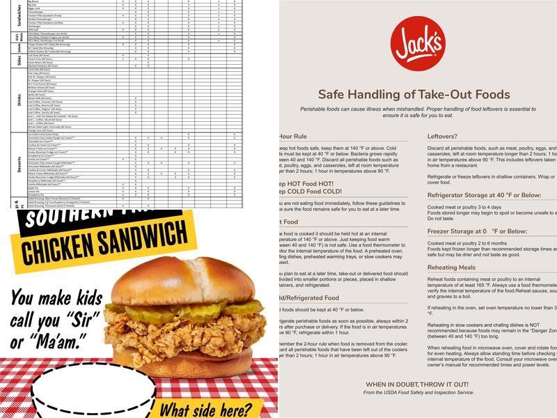Jack's Menu