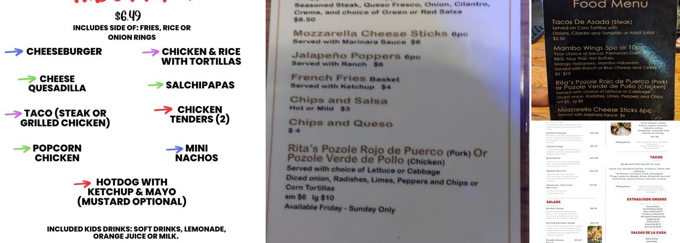 Mambo Room Menu