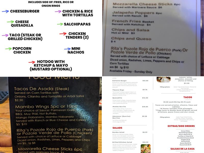 Mambo Room Menu