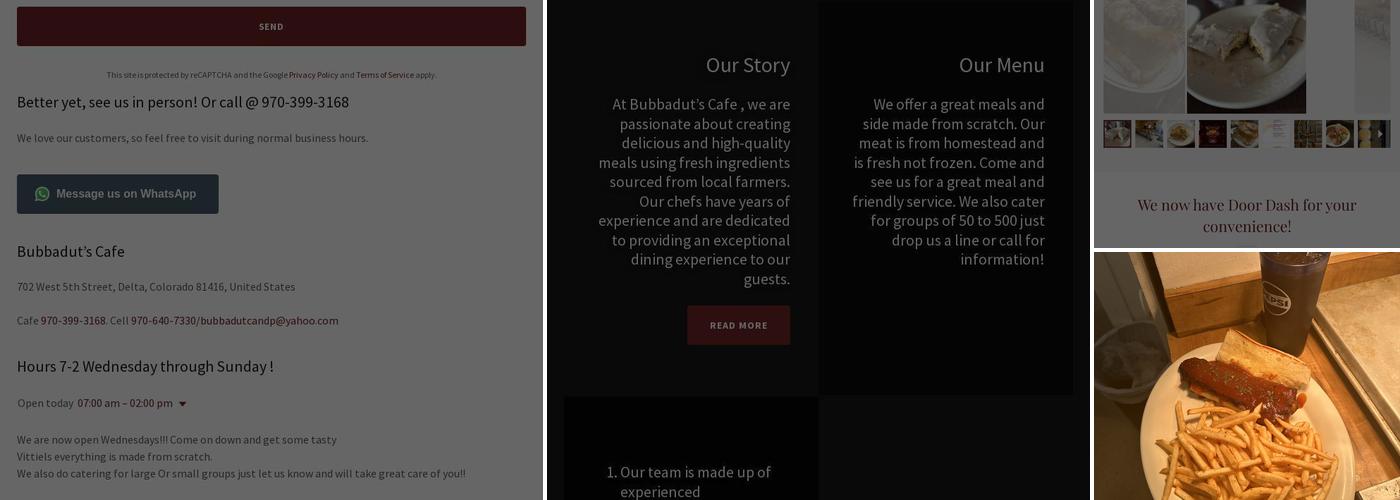 Bubbaduts Café Menu