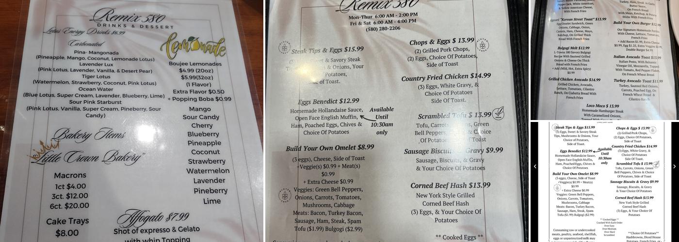 Junction Remix 580 Menu