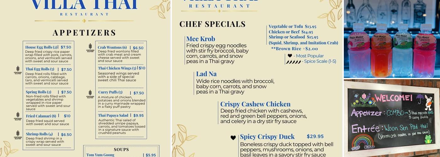 Villa Thai Menu