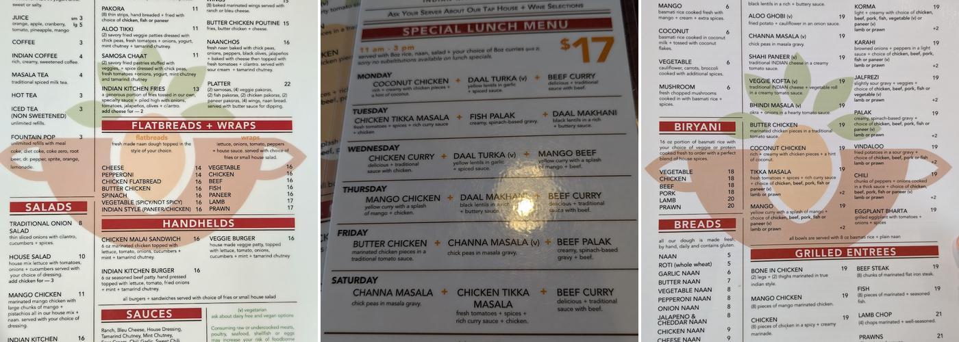 The Mango Tree - South Hill Menu