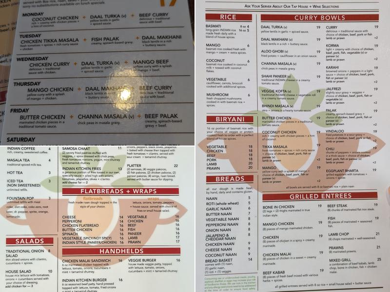 The Mango Tree - South Hill Menu