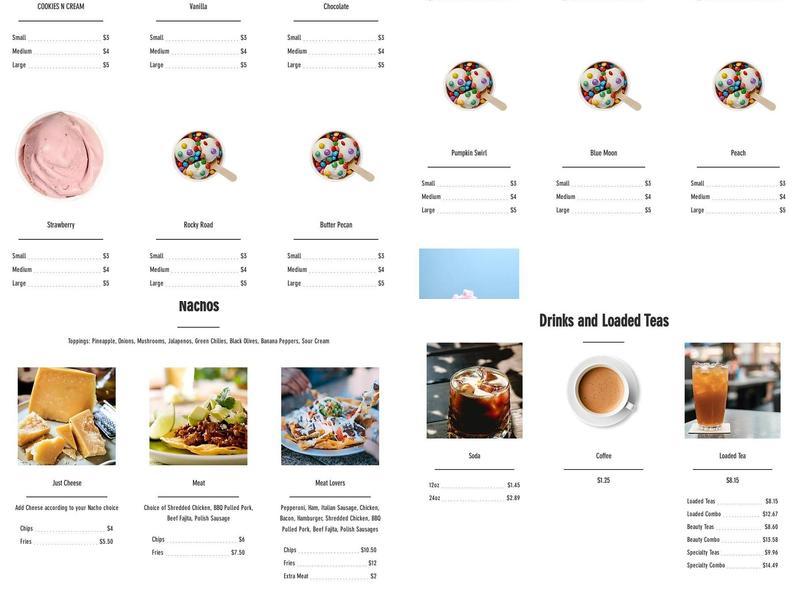 Mason's Endzone Menu