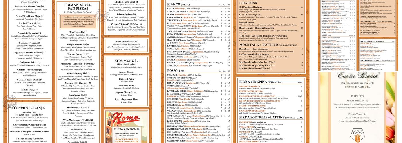 Ella's Italian Pub - Elmhurst Menu
