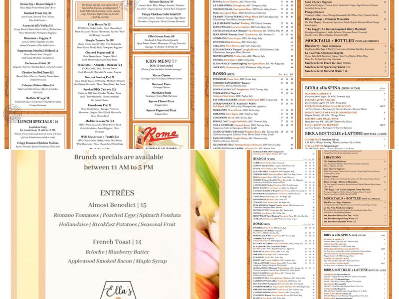 Ella's Italian Pub - Elmhurst Menu