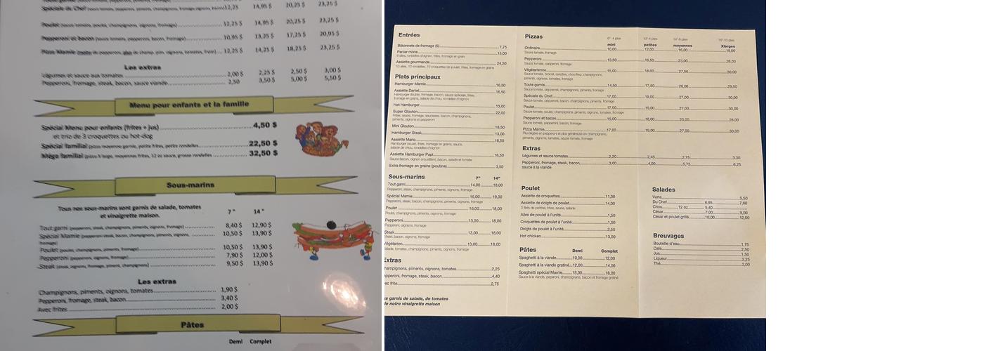 Cantine Chez Mamie Sylvie Menu