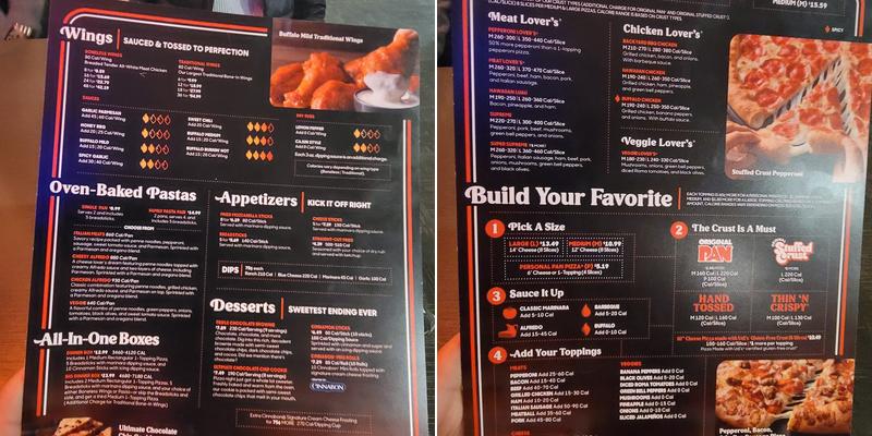 Pizza Hut Menu
