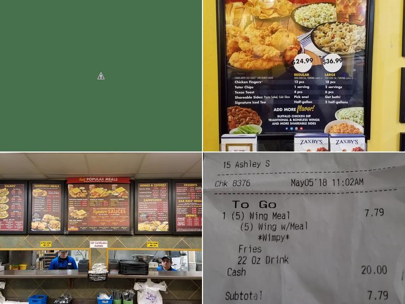 Zaxbys Chicken Fingers & Buffalo Wings Menu
