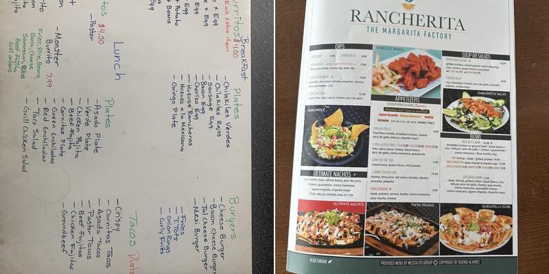 La Rancherita Menu