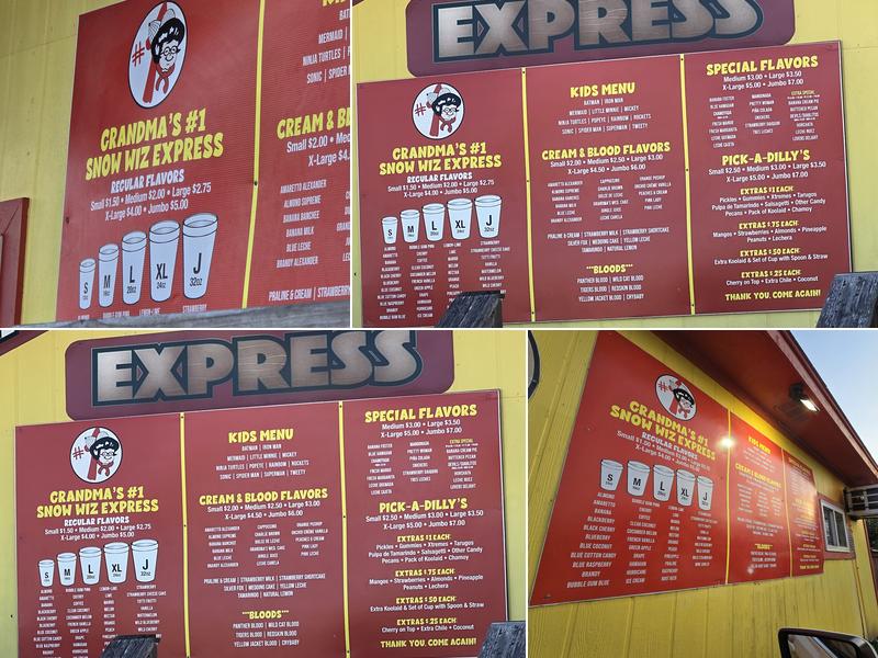 Grandmas Express Menu