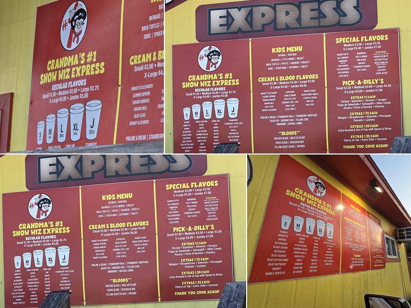 Grandmas Express Menu