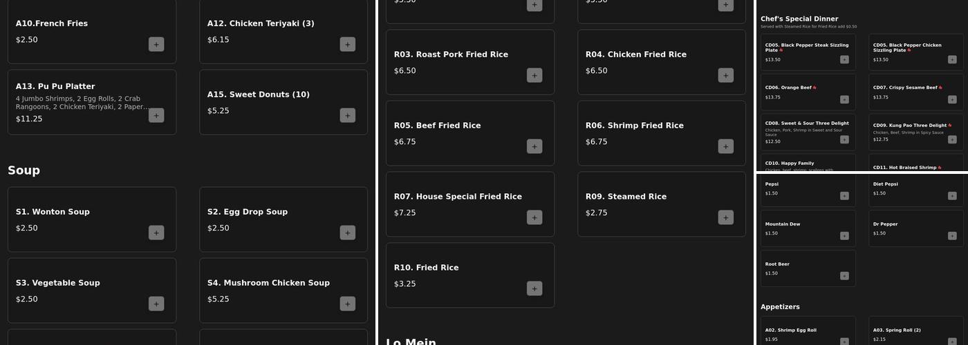 Chef Peng Menu
