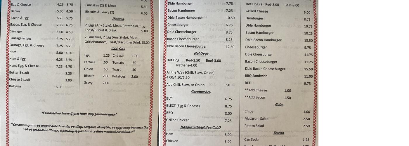 Samantha's Hometown Grill Menu