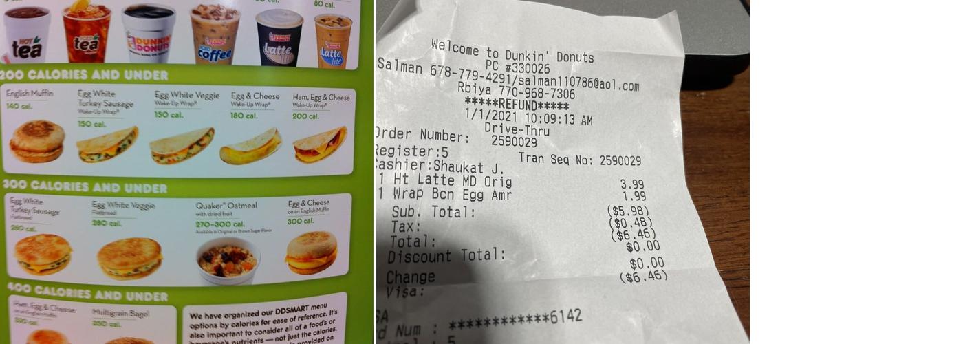 Dunkin' Menu