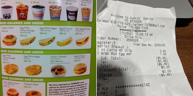 Dunkin' Menu
