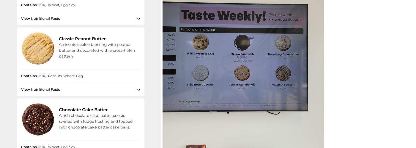 Crumbl - Muskegon Menu