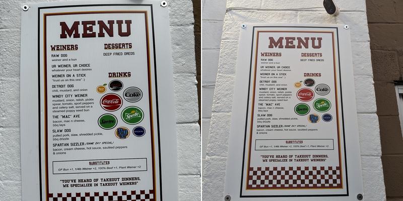 University Weiner Menu