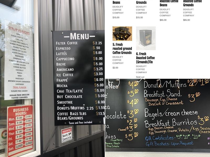 Deadlift Coffee Company Menu