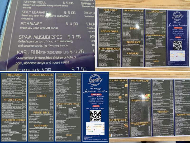 Tsunami Japanese Menu