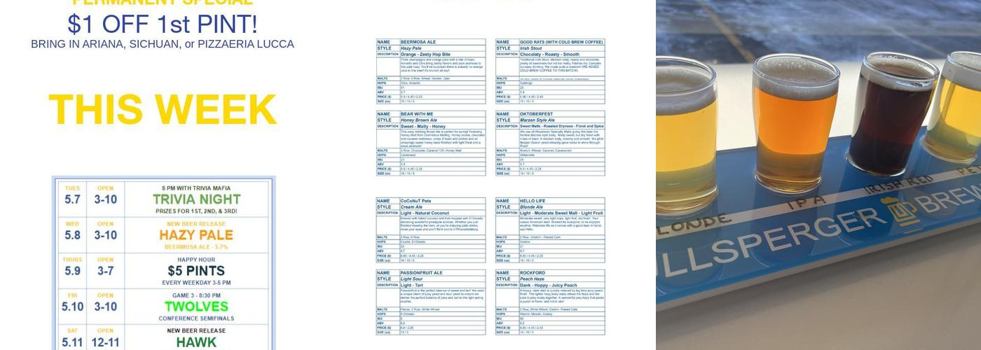 Ullsperger Brewing Menu