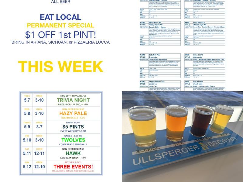 Ullsperger Brewing Menu