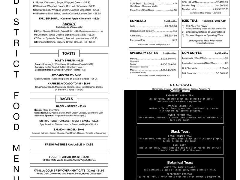 District Coffee Menu