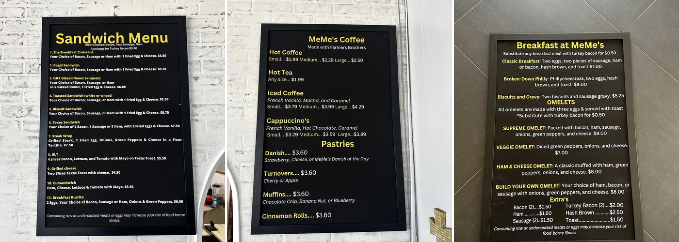 MeMes cafe & breakfast Menu