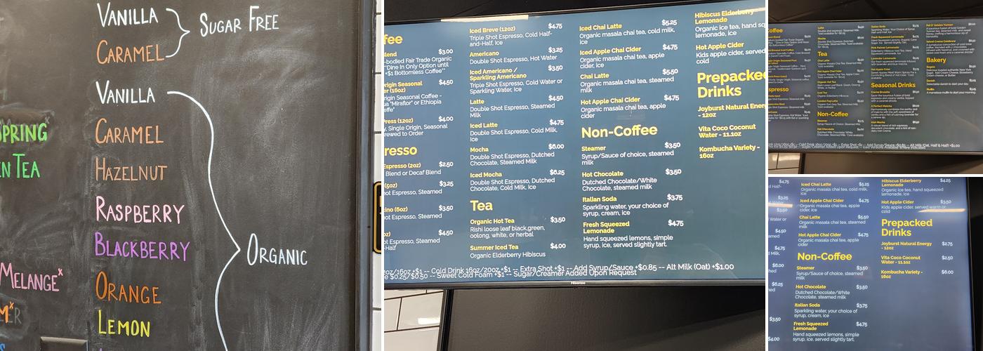 Rise & Shine Coffee Menu