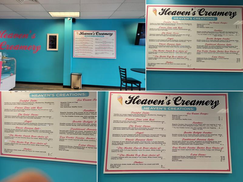 Heaven’s Creamery Menu