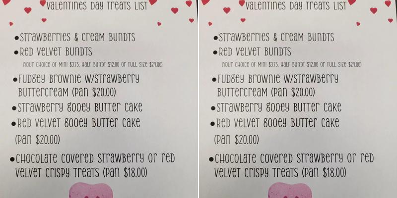 B's Sweets LLC Menu