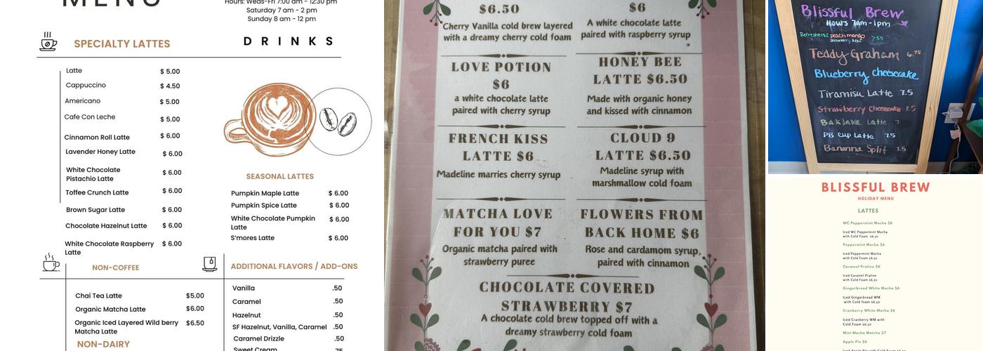Blissful Brew Coffee Co Menu