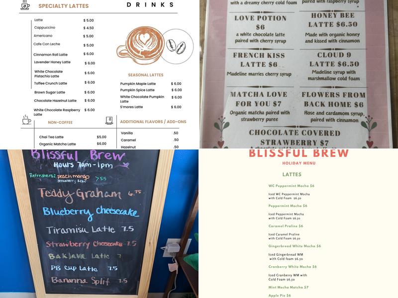 Blissful Brew Coffee Co Menu