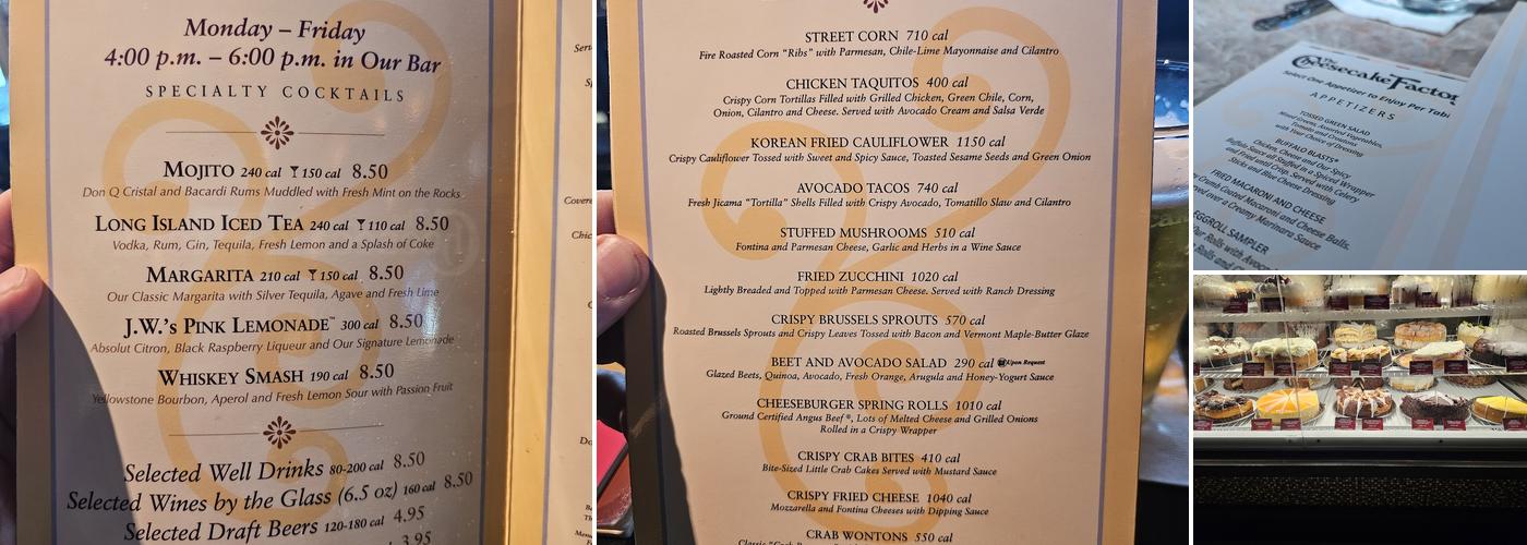 The Cheesecake Factory Menu