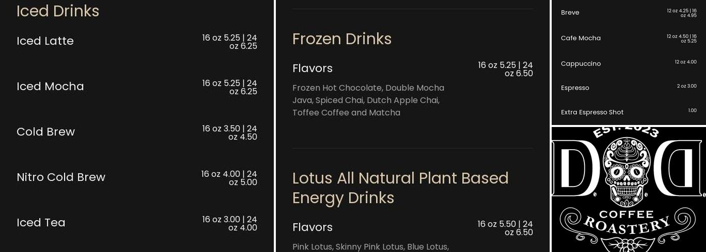 D.O.D. Coffee Roastery Menu