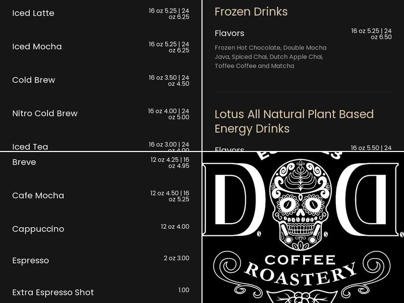 D.O.D. Coffee Roastery Menu