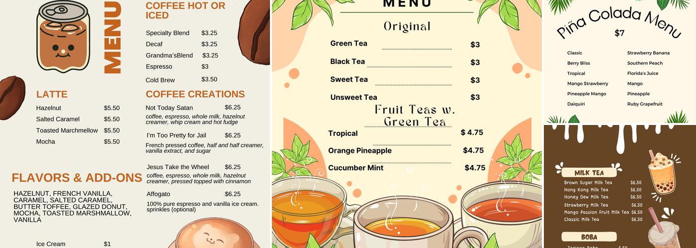 We Can Two Coffee Creations Menu