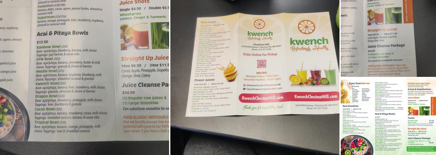 Kwench Juice Cafe Menu