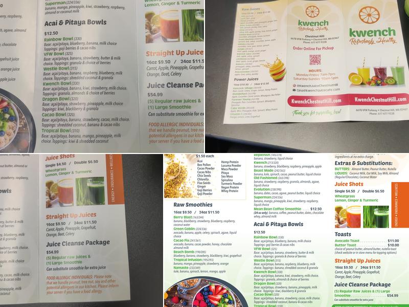 Kwench Juice Cafe Menu