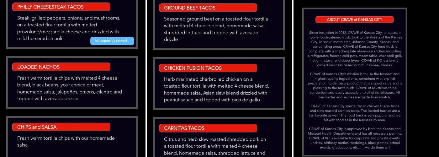 Crave of Kansas City Menu