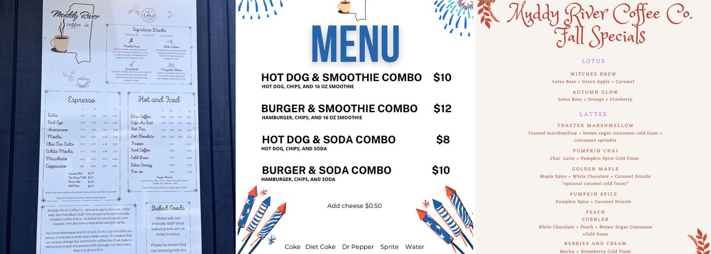 Muddy River Coffee Co. Menu